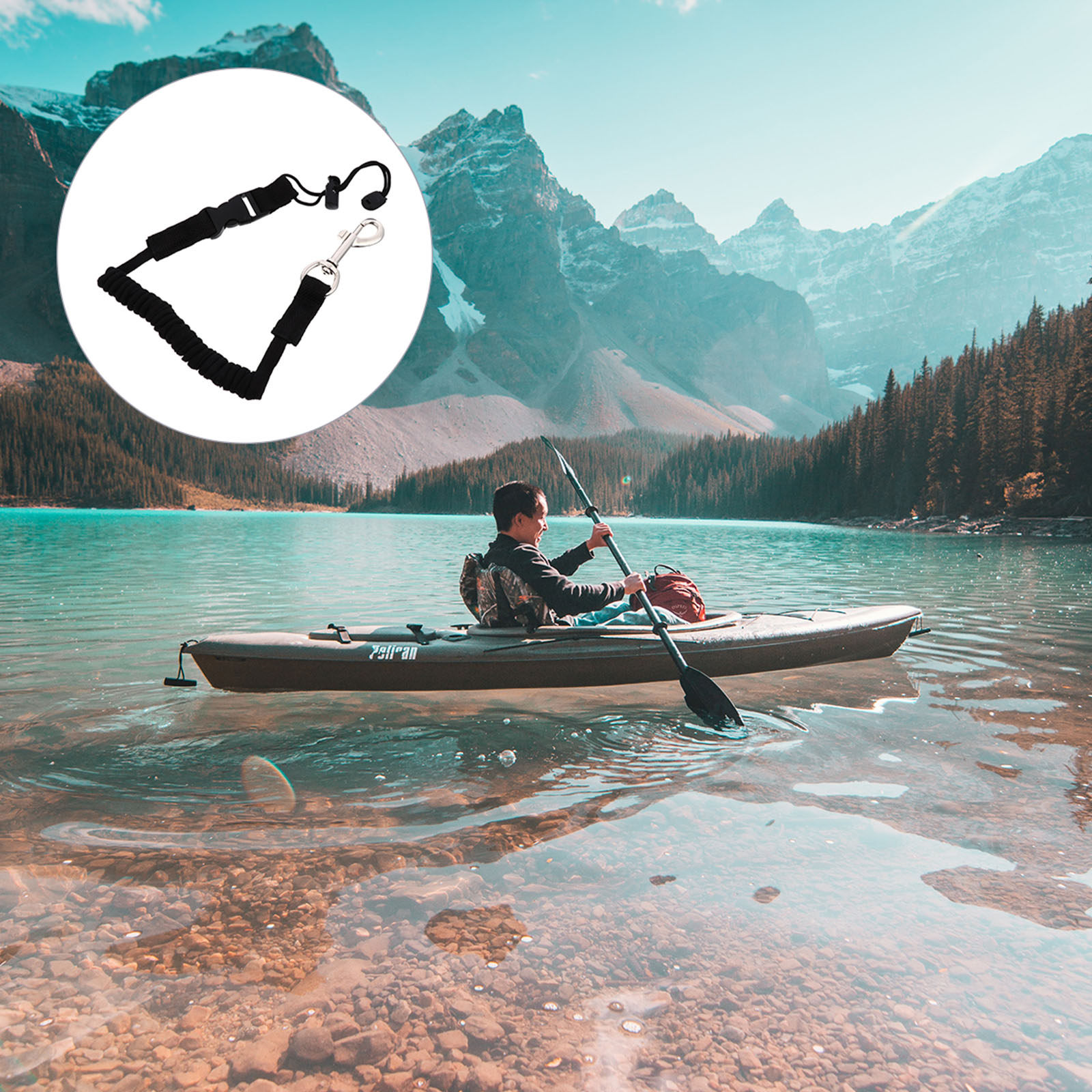 Fishing Kayak Paddle Leash - สายรัดพายเรือคายัค 1 ชิ้น สำหรับเรือแคนู คันเบ็ดตกปลา สายยางยืดปรับได้